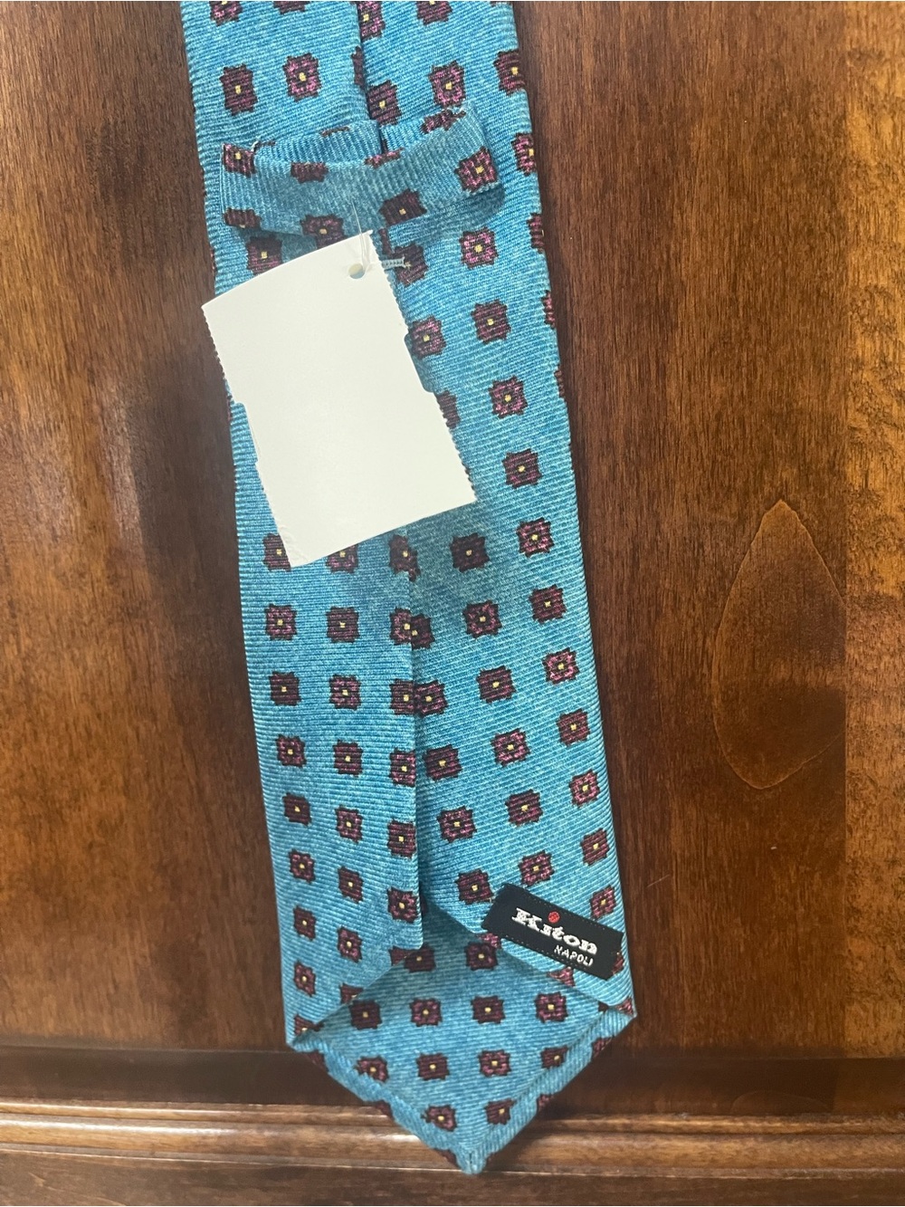 Kiton Bright Turquoise Patterned Tie - Picture 2 of 2